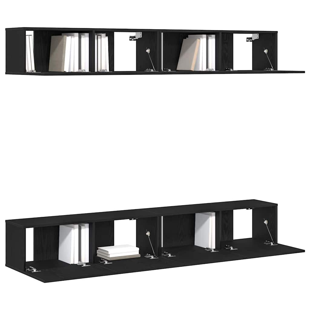 TV-Schrankset 4 pcs Schwarz Eichen-Optik 100 x 30 x 30 cm