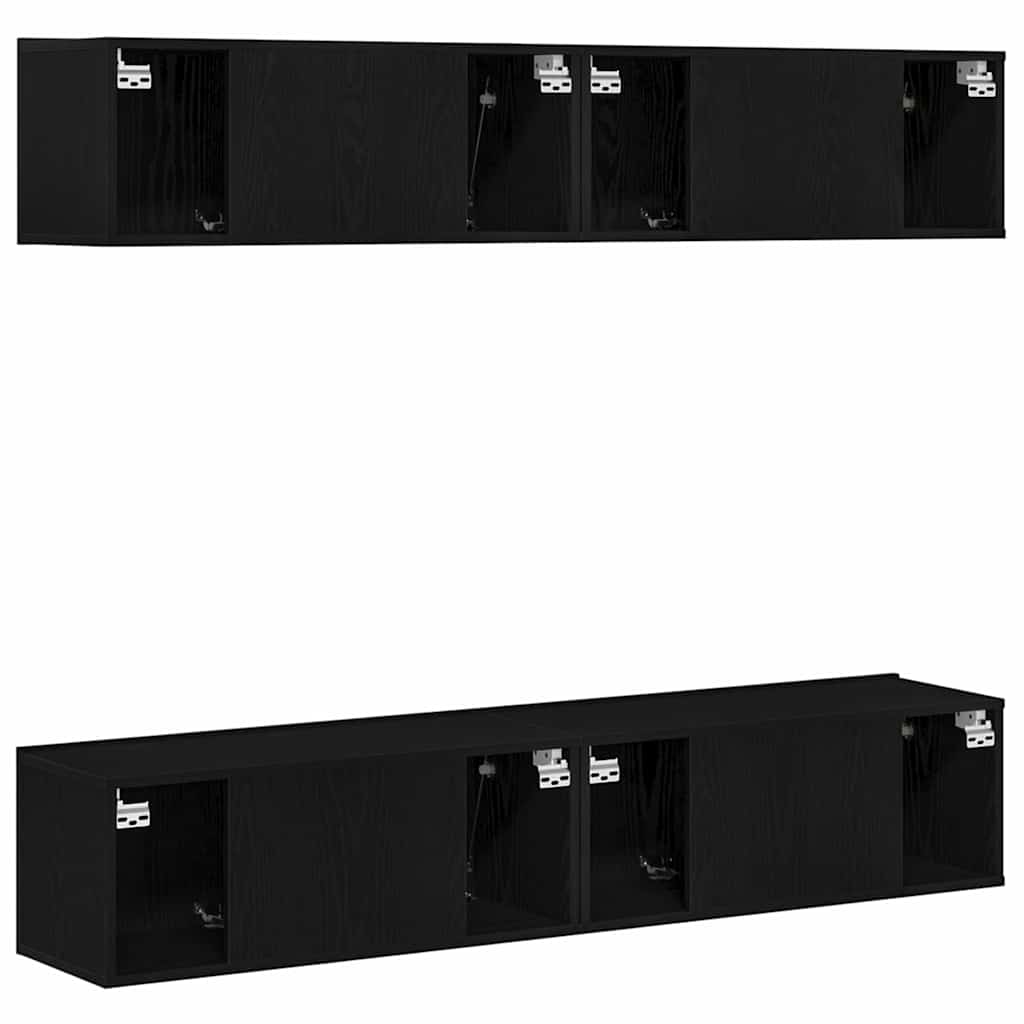TV-Schrankset 4 pcs Schwarz Eichen-Optik 80 x 30 x 30 cm