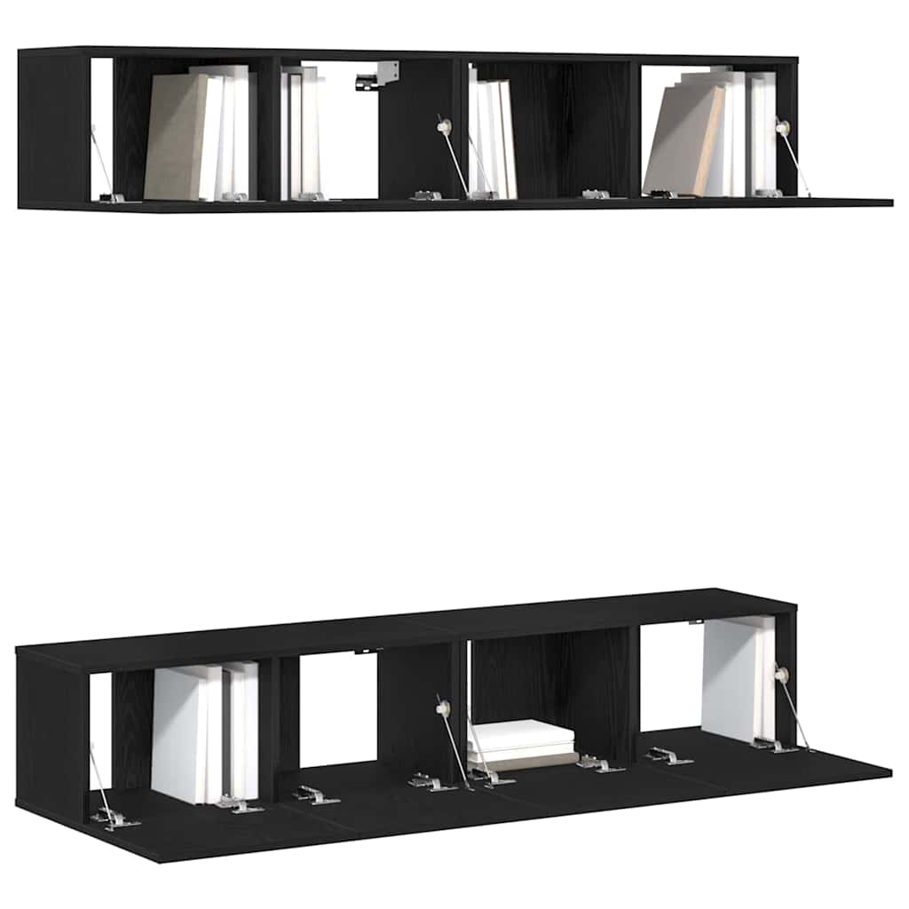 TV-Schrankset 4 pcs Schwarz Eichen-Optik 80 x 30 x 30 cm