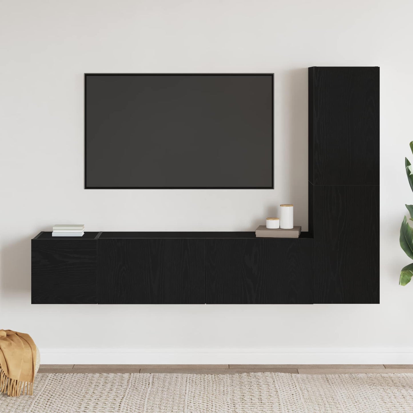 TV-Schrankset 4 pcs Schwarz Eichen-Optik 130,5 x 30 x 140 cm
