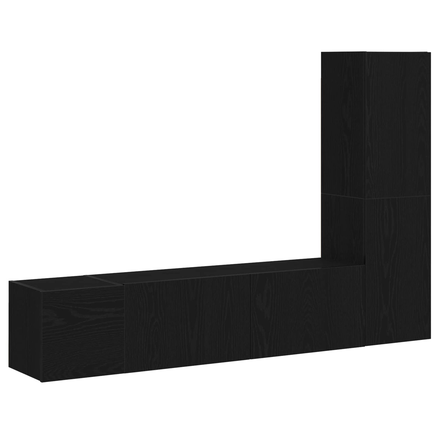 TV-Schrankset 4 pcs Schwarz Eichen-Optik 130,5 x 30 x 140 cm