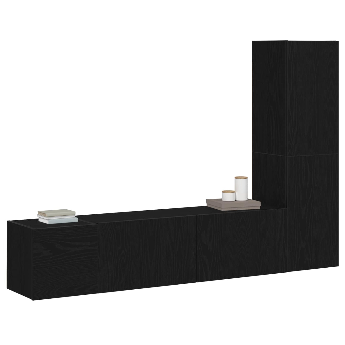 TV-Schrankset 4 pcs Schwarz Eichen-Optik 130,5 x 30 x 140 cm