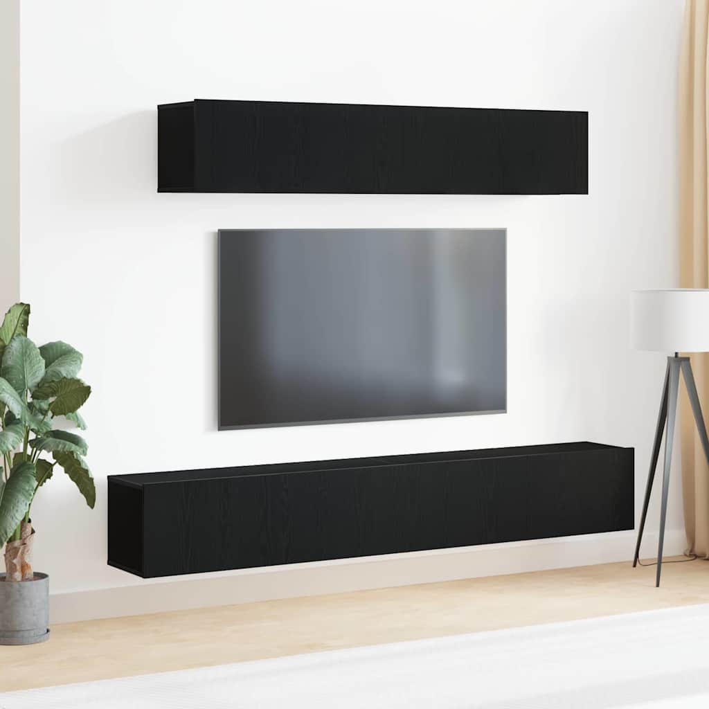 TV-Schrankset Wandmontiert 4 pcs Schwarze Eiche Holzwerkstoff