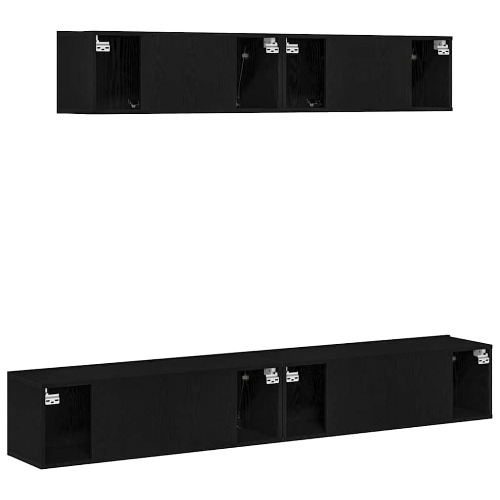 TV-Schrankset Wandmontiert 4 pcs Schwarze Eiche Holzwerkstoff