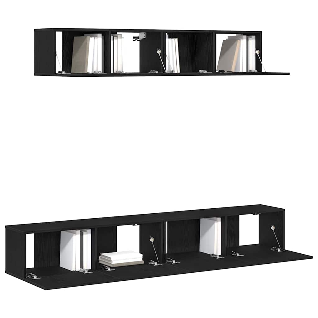 TV-Schrankset Wandmontiert 4 pcs Schwarze Eiche Holzwerkstoff
