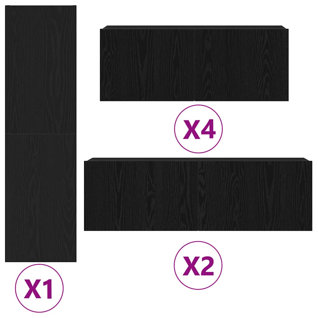 TV-Schrankset 9 pcs Schwarz Eichen-Optik Holzwerkstoff