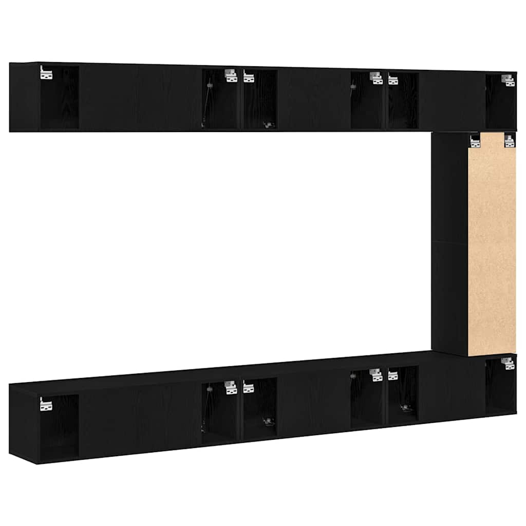 TV-Schrankset 9 pcs Schwarz Eichen-Optik Holzwerkstoff