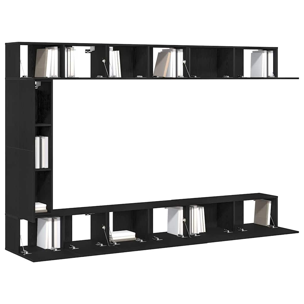 TV-Schrankset 9 pcs Schwarz Eichen-Optik Holzwerkstoff
