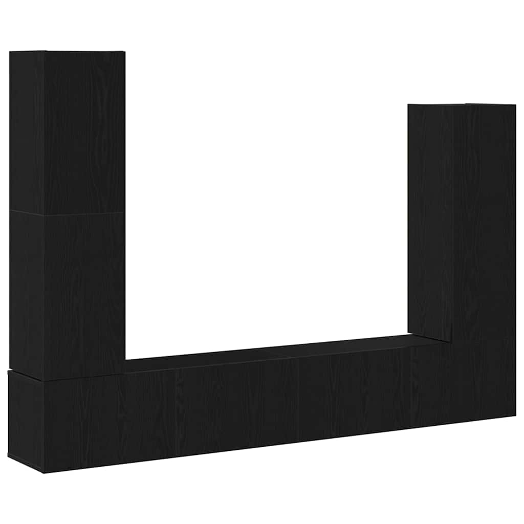 TV-Schrankset 6 pcs Schwarz Eichen-Optik Holzwerkstoff