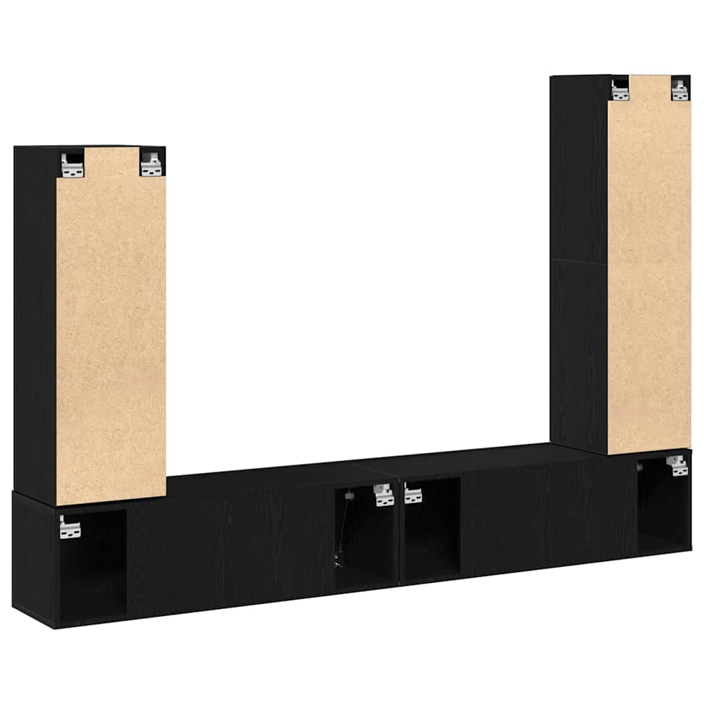 TV-Schrankset 6 pcs Schwarz Eichen-Optik Holzwerkstoff