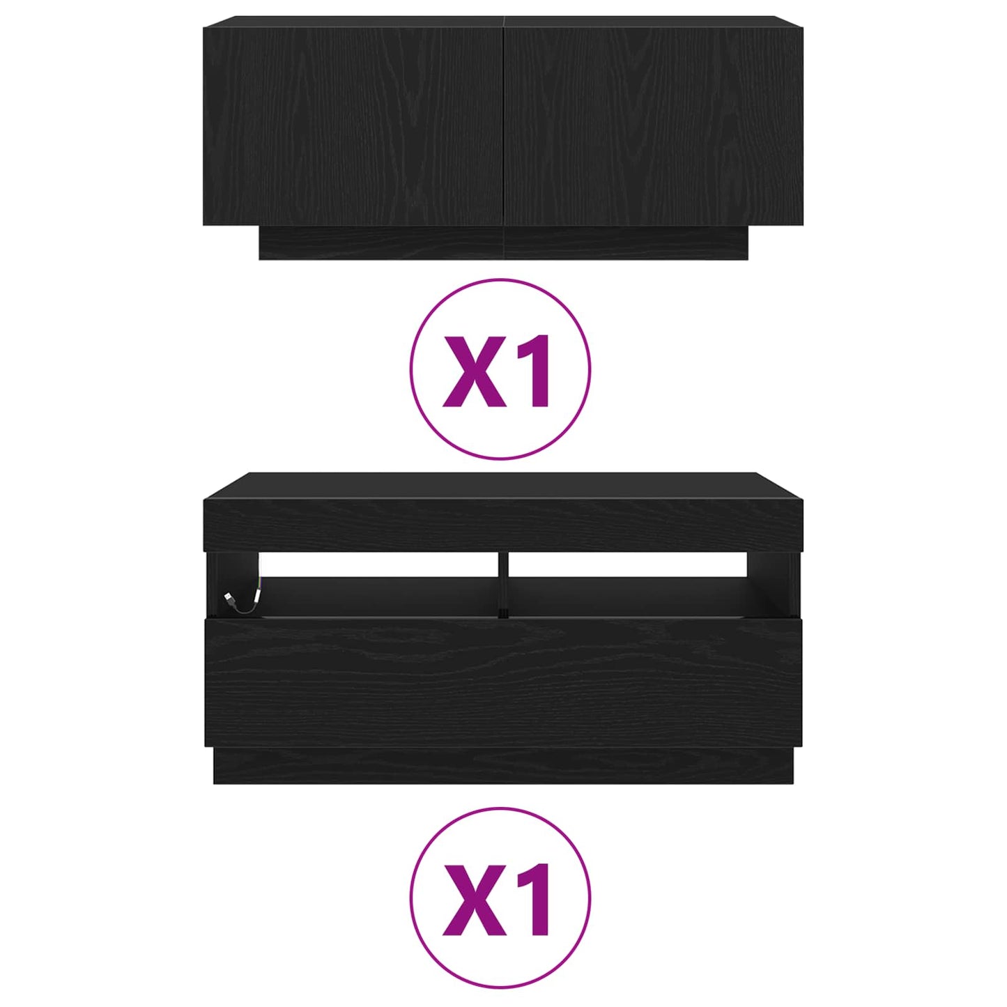 TV-Schrankset 2 pcs Schwarz 180 x 35 x 40 cm Holzwerkstoff