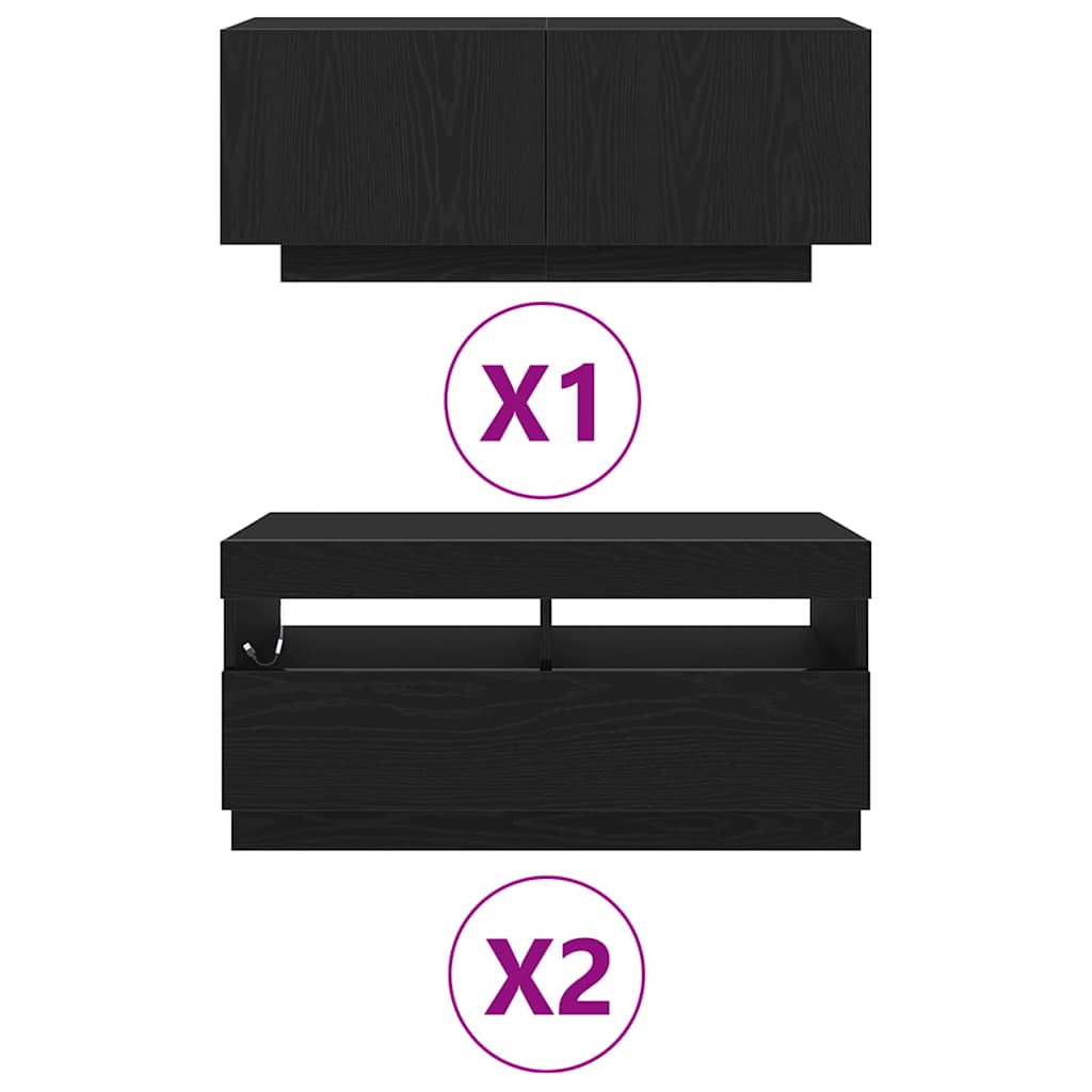TV-Schrankset 3 pcs Schwarz 260 x 35 x 40 cm Holzwerkstoff