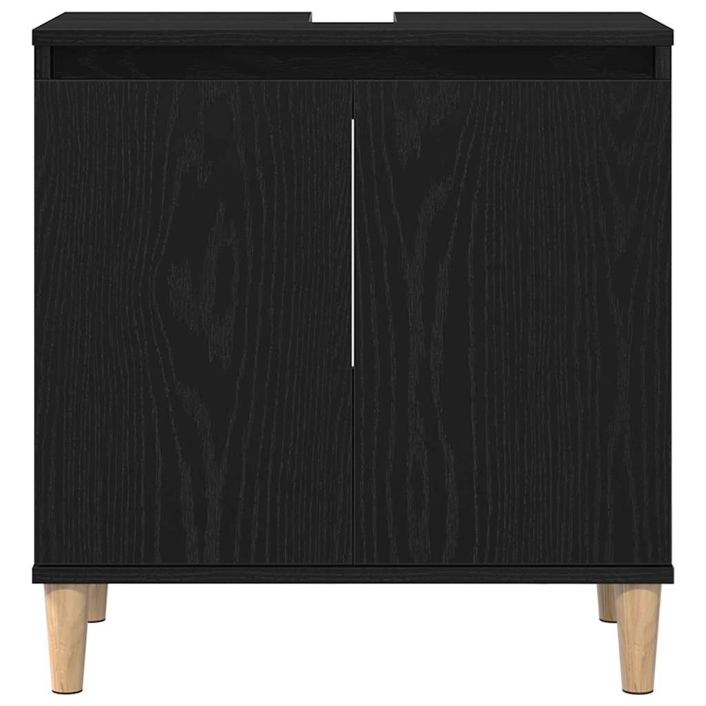 Badezimmermöbel-Set Wandmontiert 3 pcs Schwarz Eichen-Optik