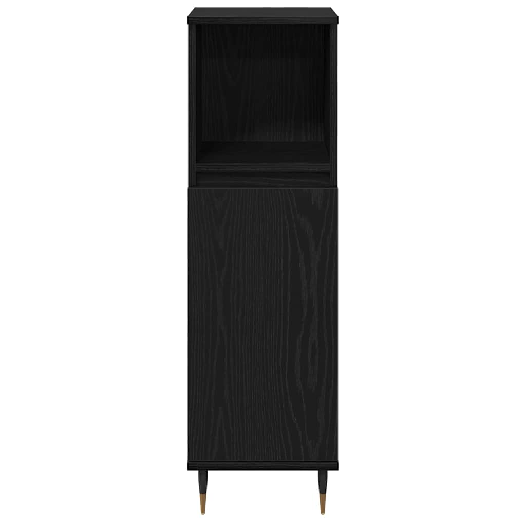 Badezimmermöbel-Set 3 pcs Schwarz Eichen-Optik 30 x 30 x 190 cm