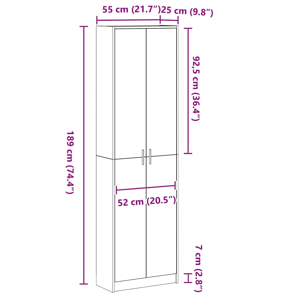 Kleiderschrank mit Regal Altholz 55 x 25 x 189 cm Holzwerkstoff