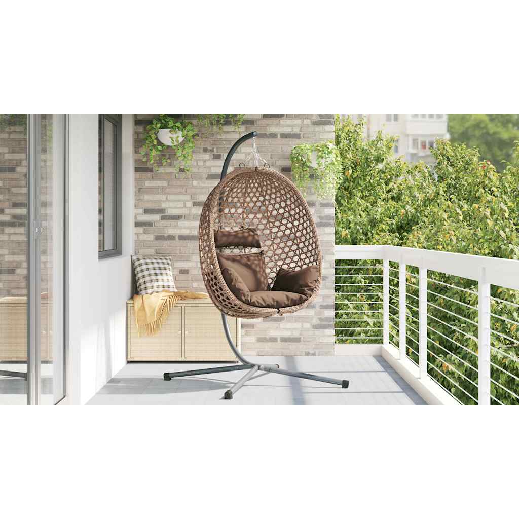 Hängendes Ei-Stuhl Kaffeebraun 104 x 100 x 191 cm Poly-Rattan