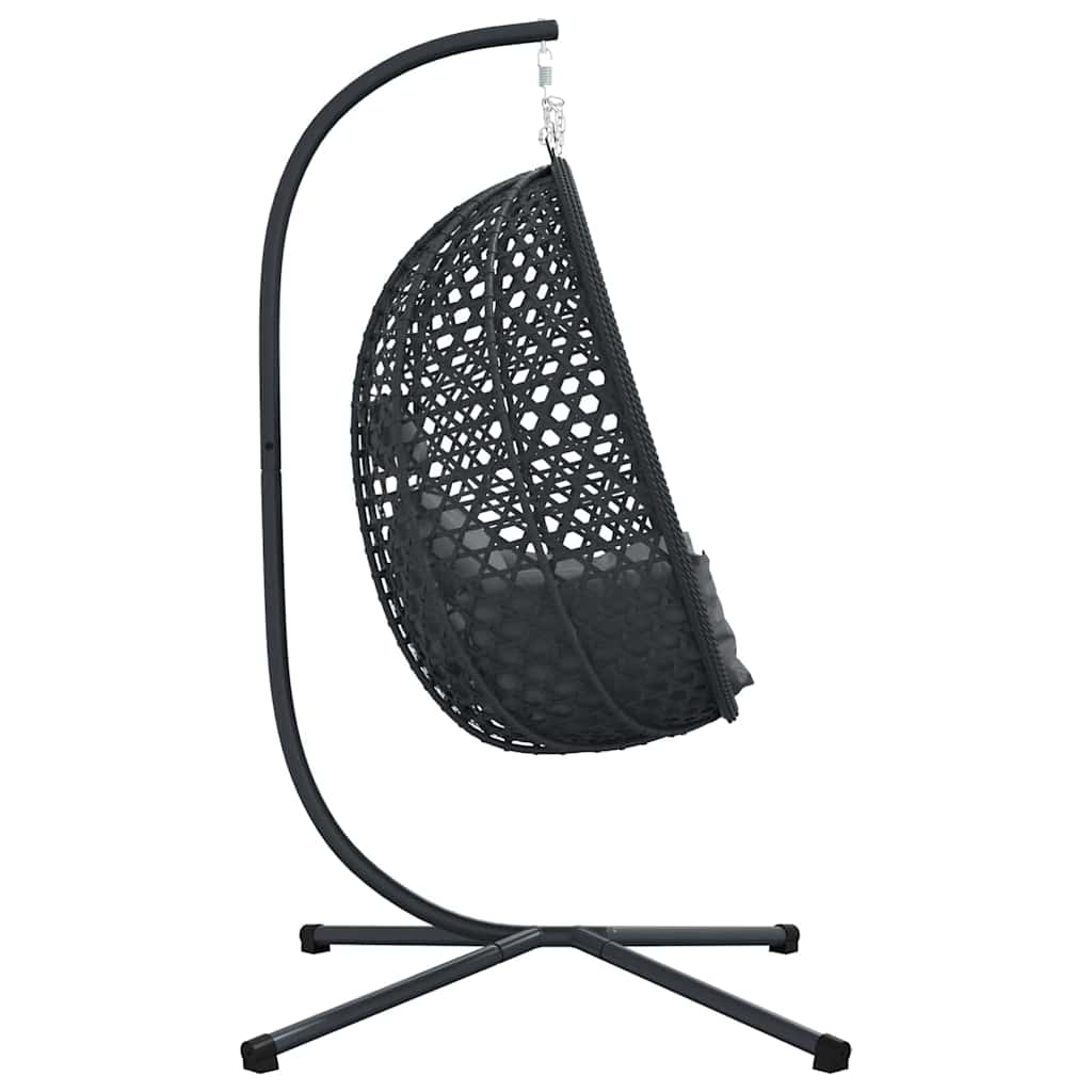 Hängendes Ei-Stuhl Anthrazit und Schwarz 104 x 100 x 191 cm