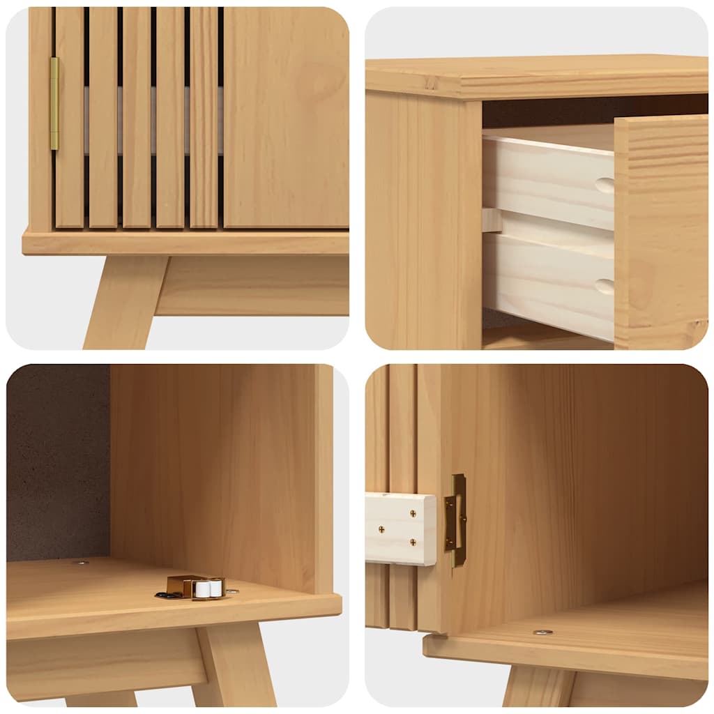 Badezimmermöbel-Set mit Regal 2 pcs Braun Massivholz Kiefer