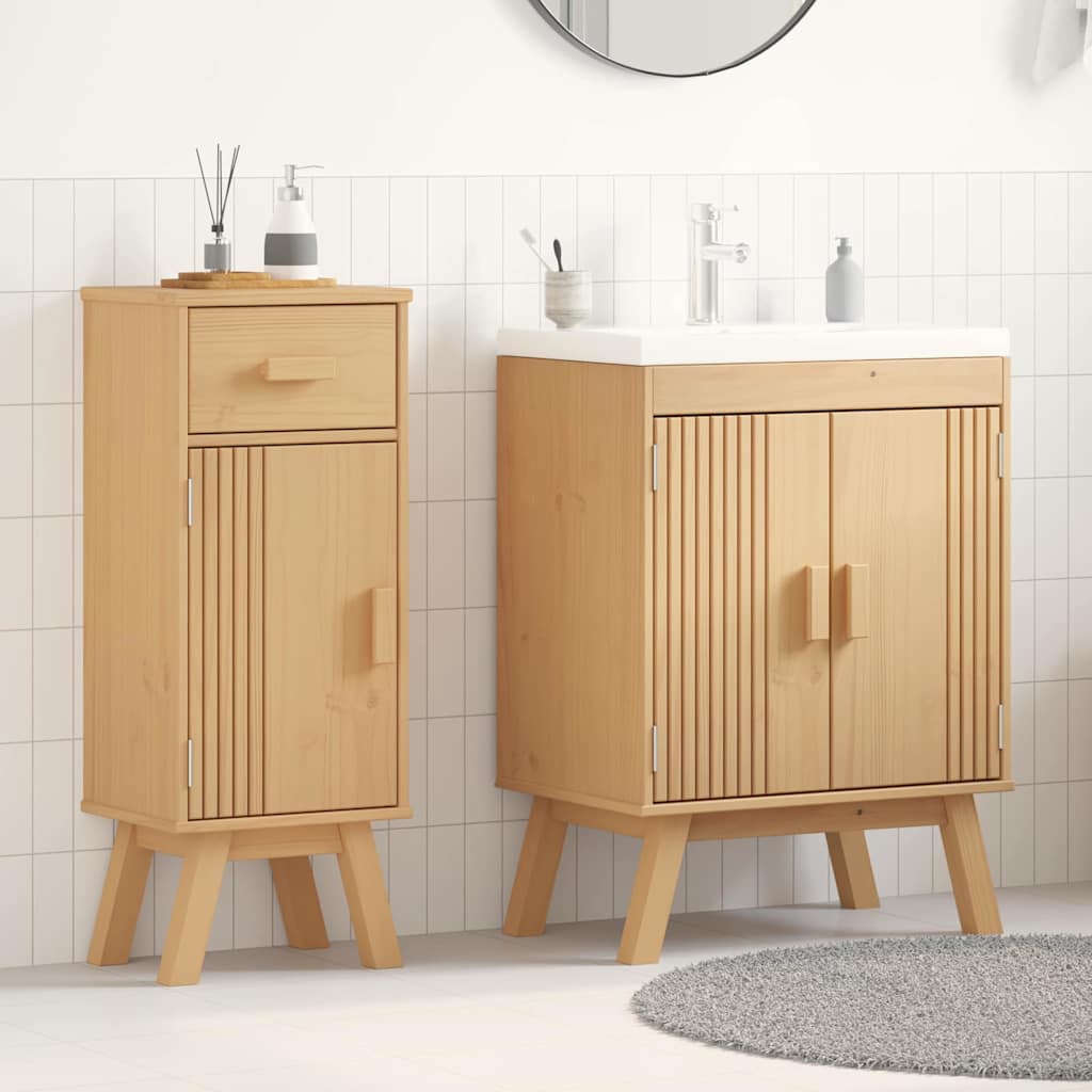 Badezimmermöbel-Set mit Regal 2 pcs Braun Massivholz Kiefer