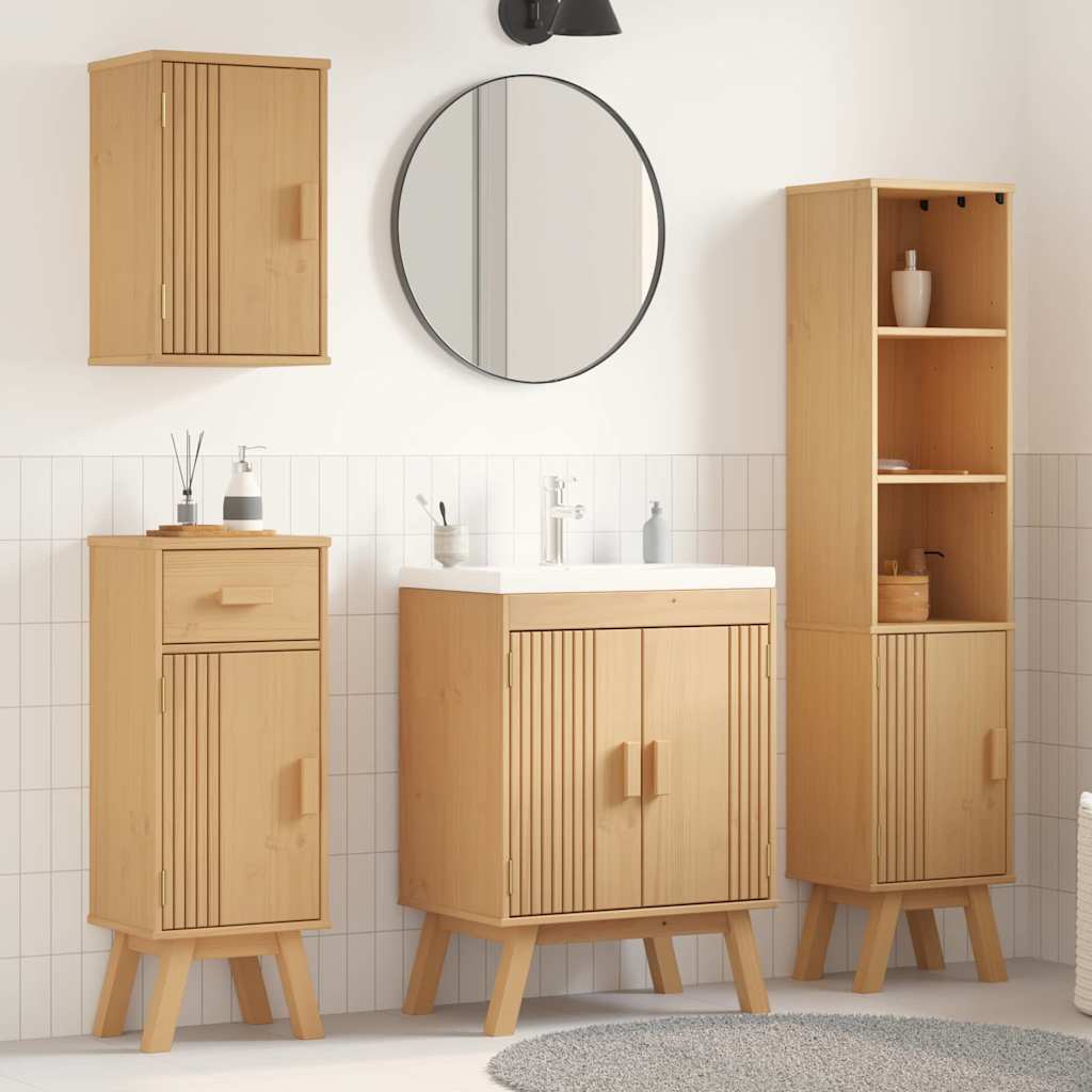 Badezimmermöbel-Set mit Regal 4 pcs Braun Massivholz Kiefer