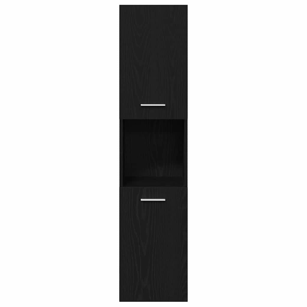 Badezimmermöbel-Set 3 pcs Schwarz Eichen-Optik Holzwerkstoff