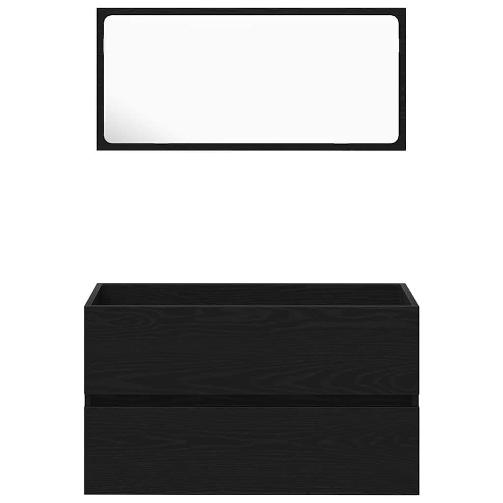 Badezimmermöbel-Set 3 pcs Schwarz Eichen-Optik Holzwerkstoff