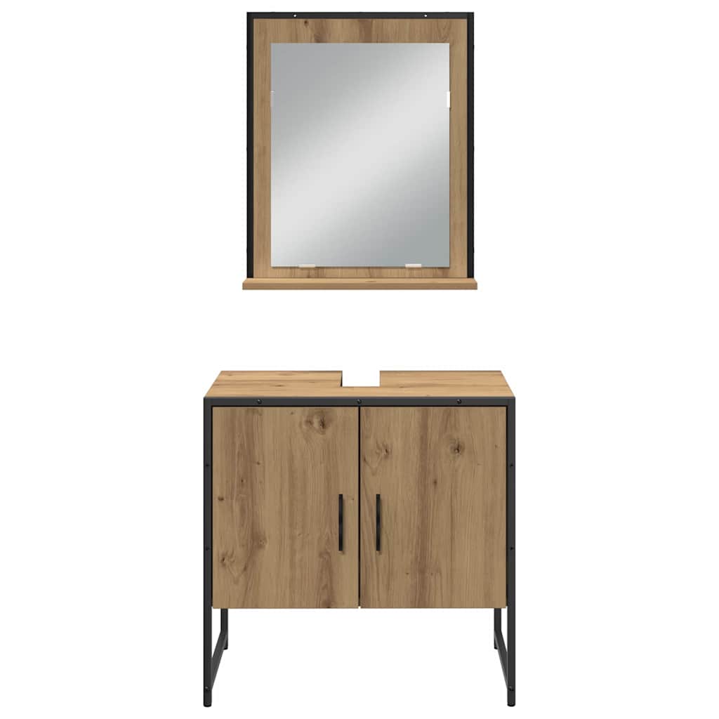 Badezimmermöbel-Set mit Regal mit Tür 3 pcs Braun Holzwerkstoff