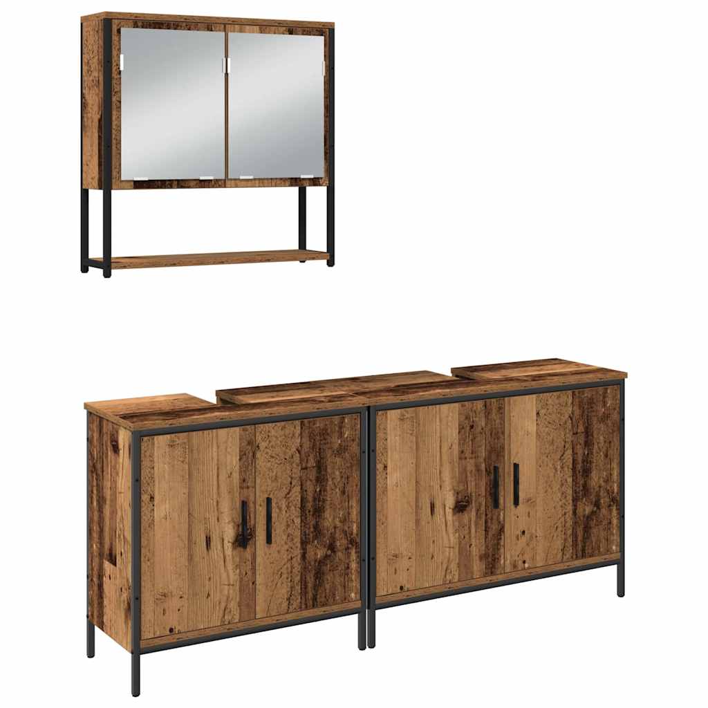 Badezimmermöbel-Set mit Regal mit Tür 3 pcs Braun Holzwerkstoff