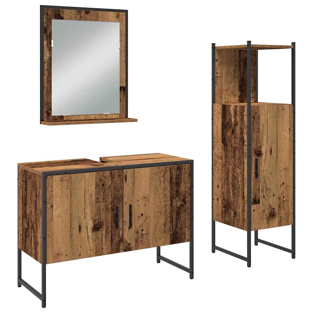 Badezimmermöbel-Set mit Regal mit Tür 3 pcs Braun Holzwerkstoff