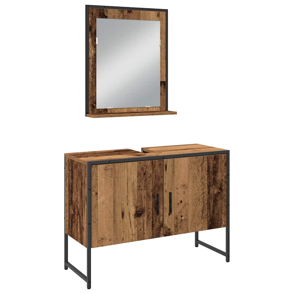 Badezimmermöbel-Set mit Regal mit Tür 3 pcs Braun Holzwerkstoff