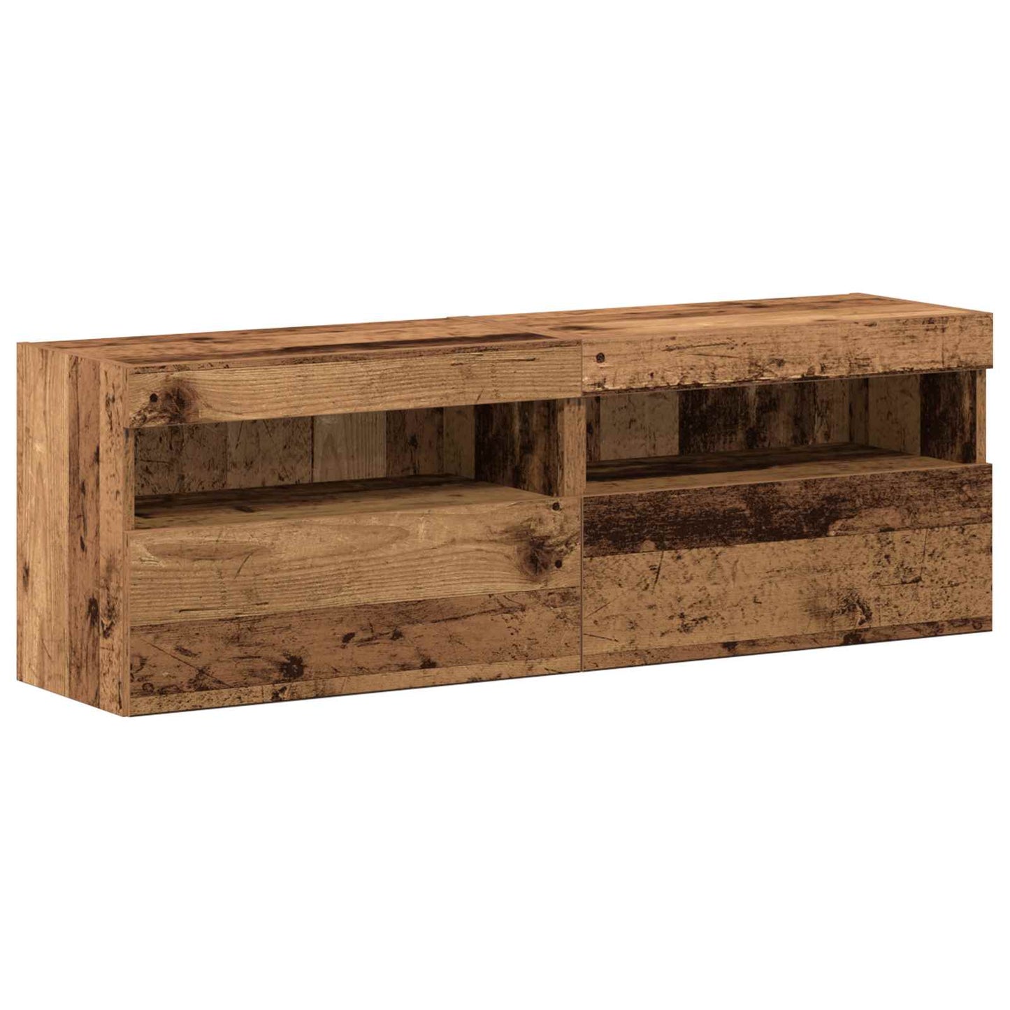 TV-Schrankset mit LED-Lichtleisten 6 pcs Altholz Holzwerkstoff