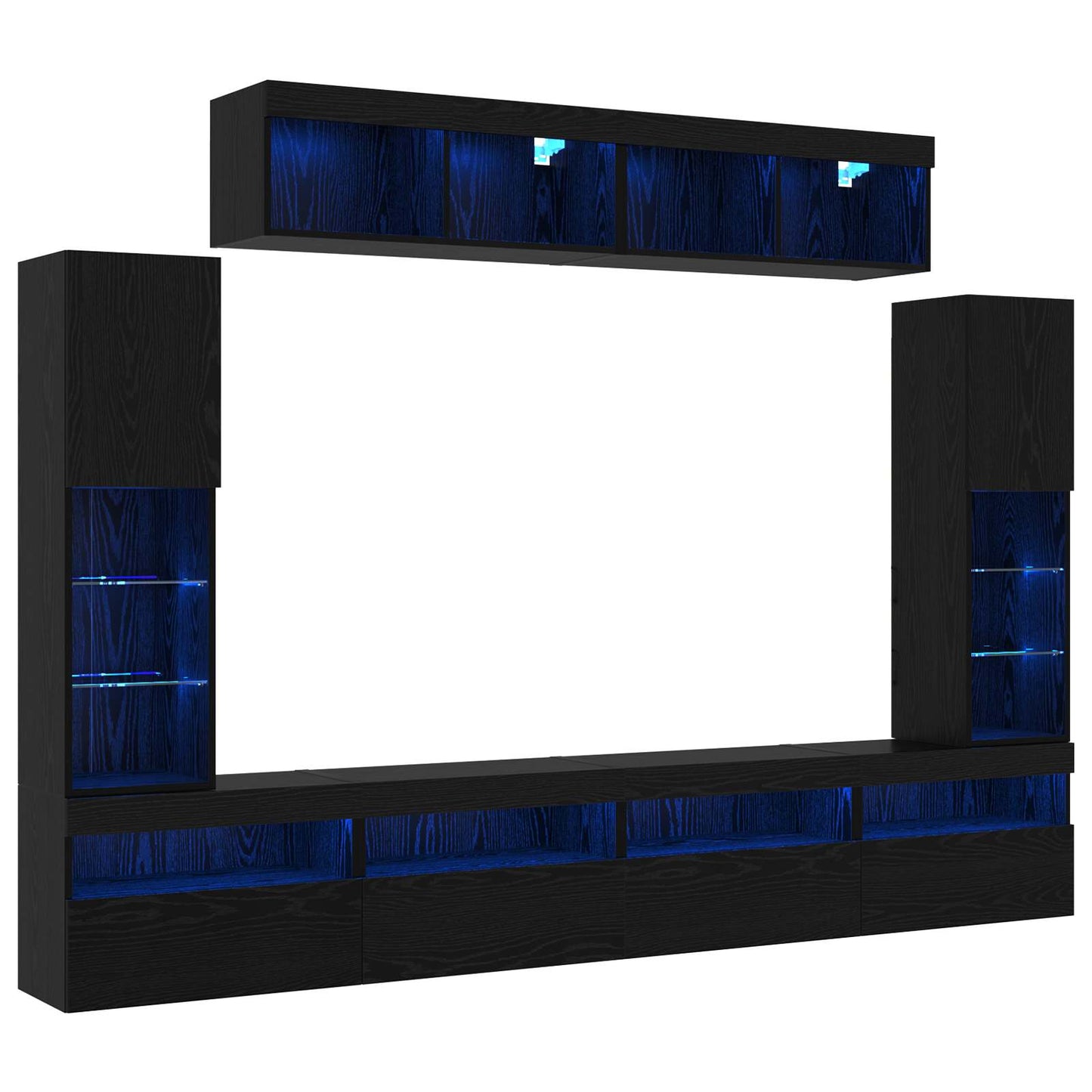 TV-Schrankset 6 pcs Schwarz Eichen-Optik Holzwerkstoff