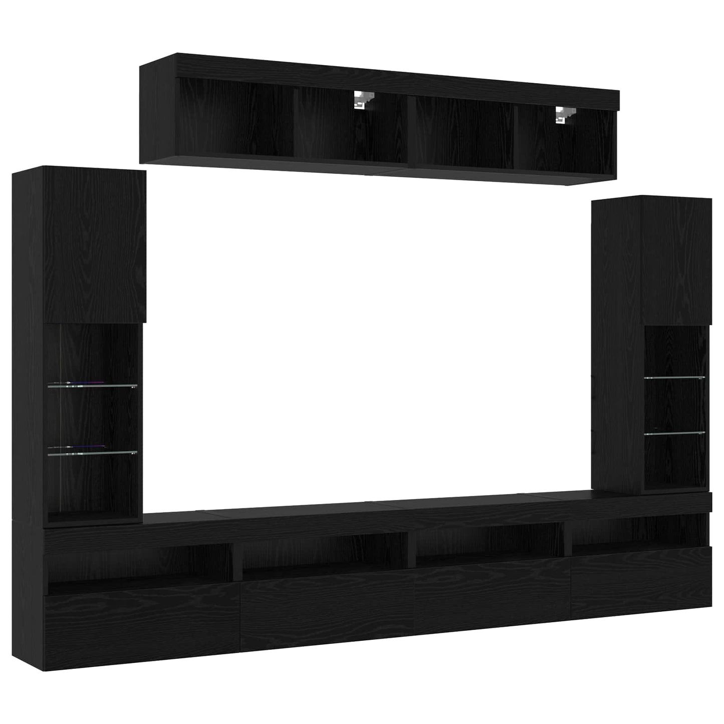 TV-Schrankset 6 pcs Schwarz Eichen-Optik Holzwerkstoff