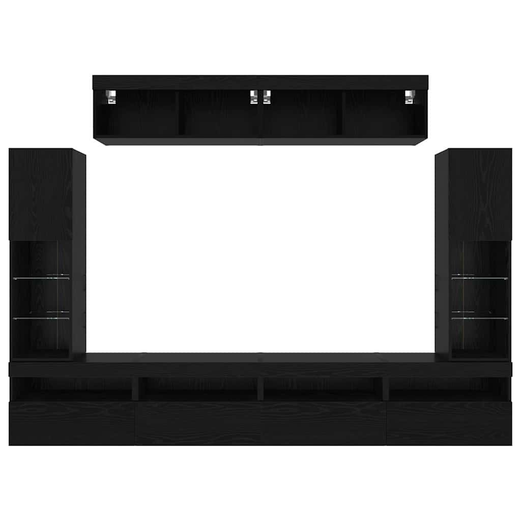 TV-Schrankset 6 pcs Schwarz Eichen-Optik Holzwerkstoff