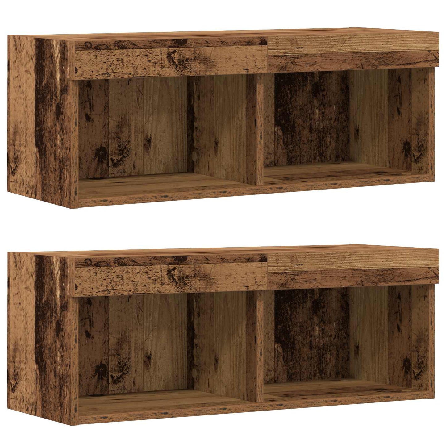 TV-Schrankset mit LED-Lichtleisten 8 pcs Altholz Holzwerkstoff