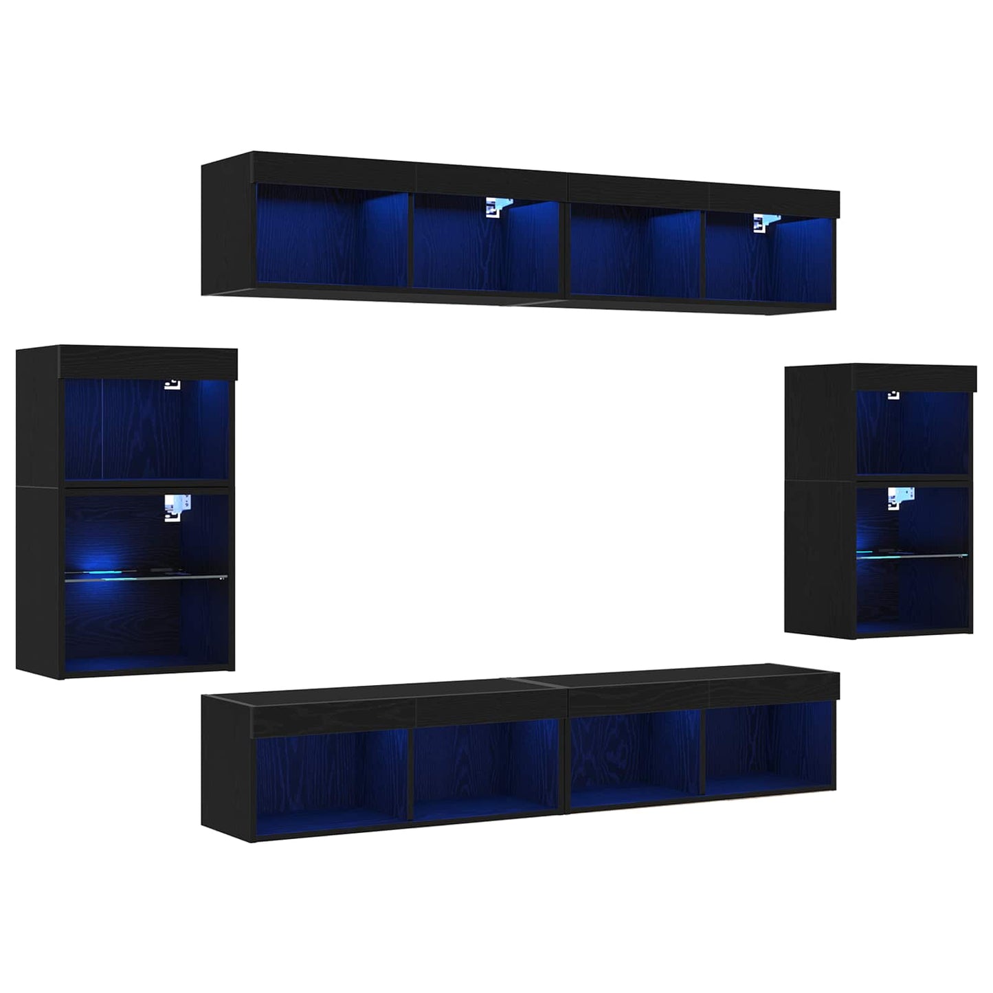 TV-Schrankset 8 pcs Schwarz Eichen-Optik Holzwerkstoff