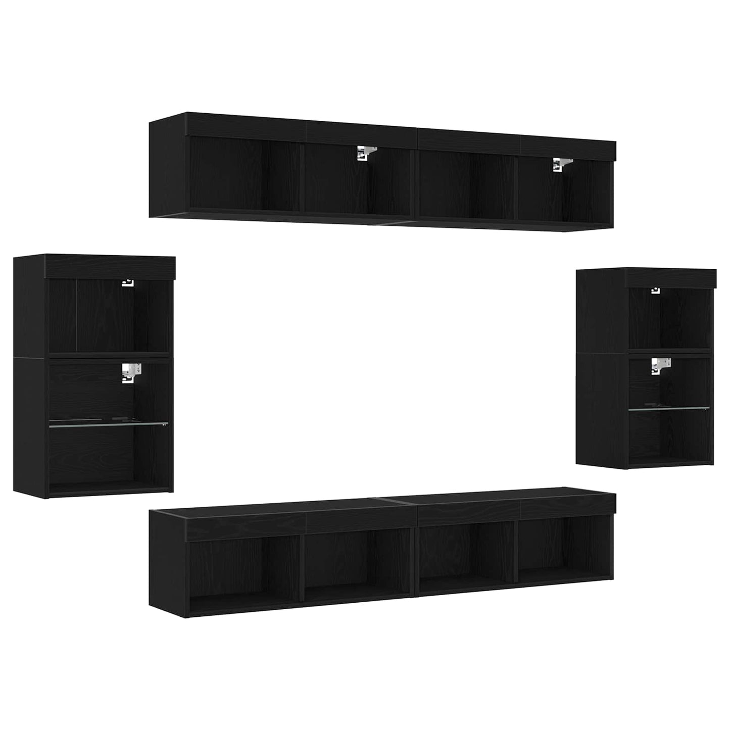 TV-Schrankset 8 pcs Schwarz Eichen-Optik Holzwerkstoff