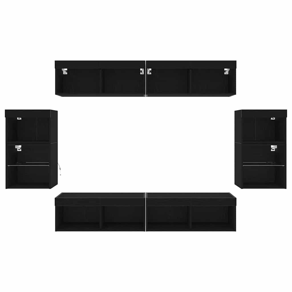 TV-Schrankset 8 pcs Schwarz Eichen-Optik Holzwerkstoff