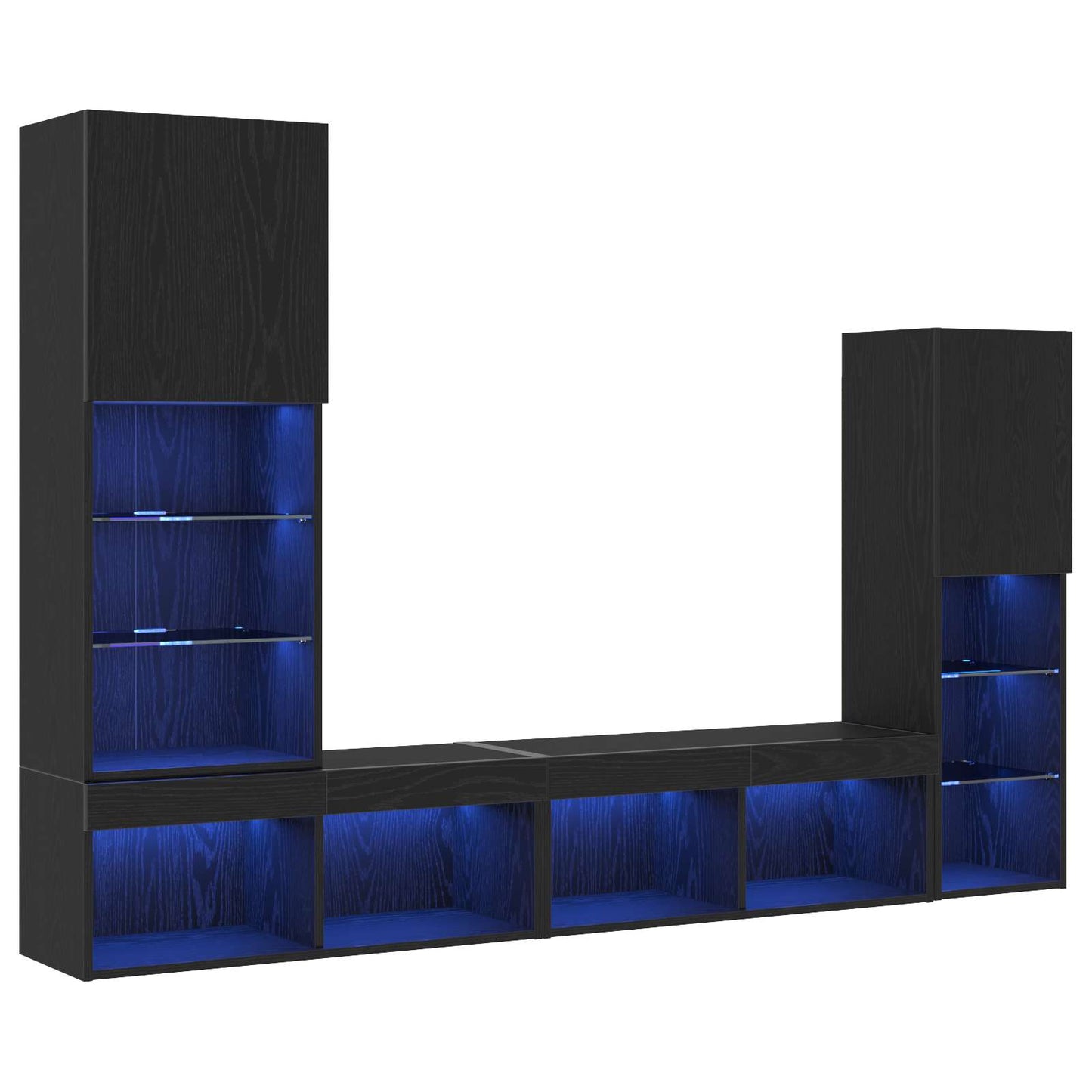 TV-Schränk 4 pcs Schwarz Eichen-Optik Holzwerkstoff