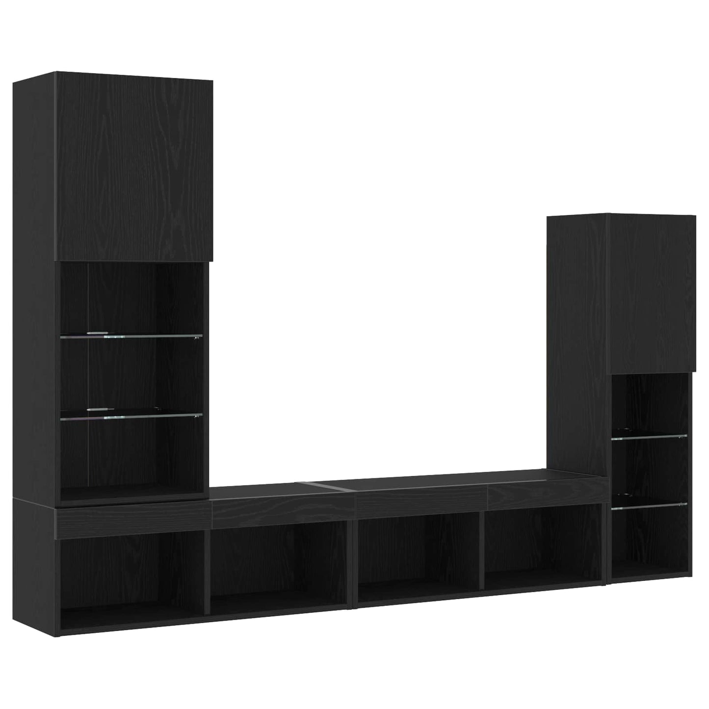 TV-Schränk 4 pcs Schwarz Eichen-Optik Holzwerkstoff