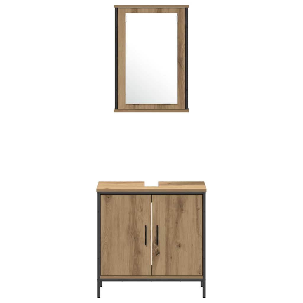Badezimmermöbel-Set mit Regal mit Tür 4 pcs Braun Holzwerkstoff