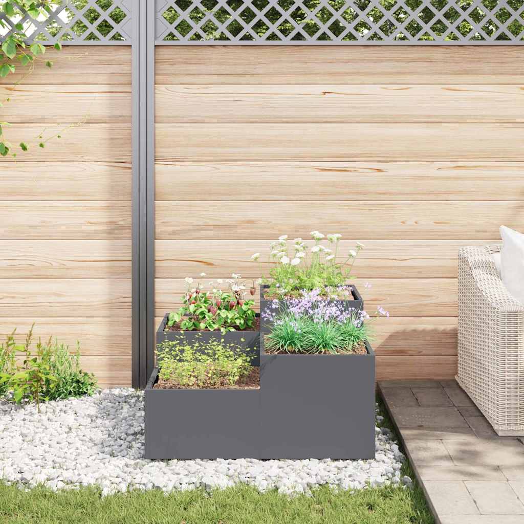 Gartenblumentopf Anthrazit 100 x 100 x 48 cm Stahl