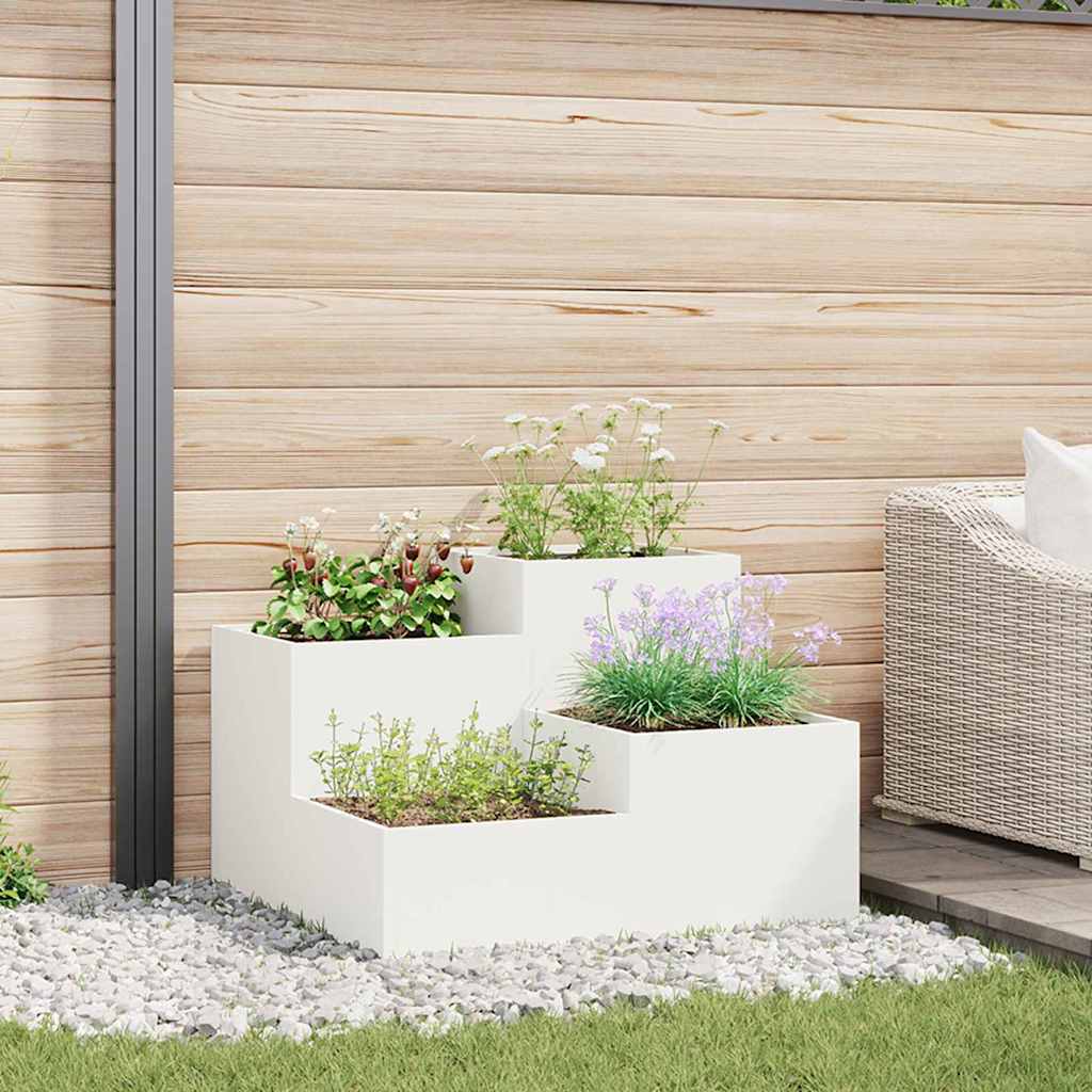 Gartenblumentopf Weiß 80 x 80 x 60 cm Stahl