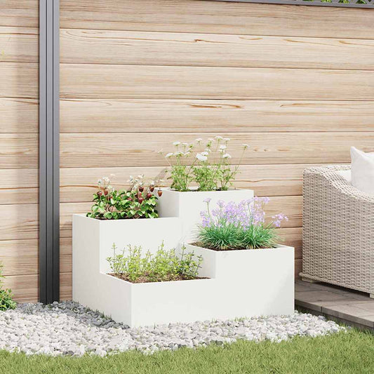 Gartenblumentopf Weiß 80 x 80 x 60 cm Stahl