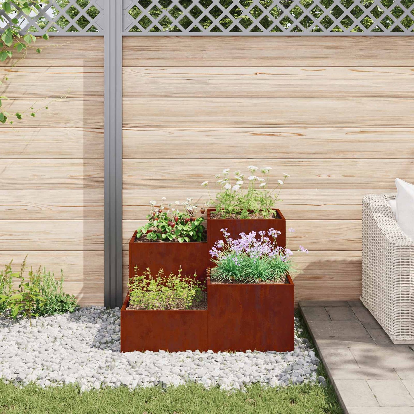 Gartenblumentopf Rostig 80 x 80 x 60 cm Wetterfeststahl