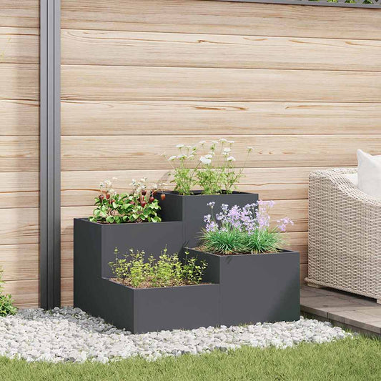 Gartenblumentopf Anthrazit 100 x 100 x 60 cm Stahl
