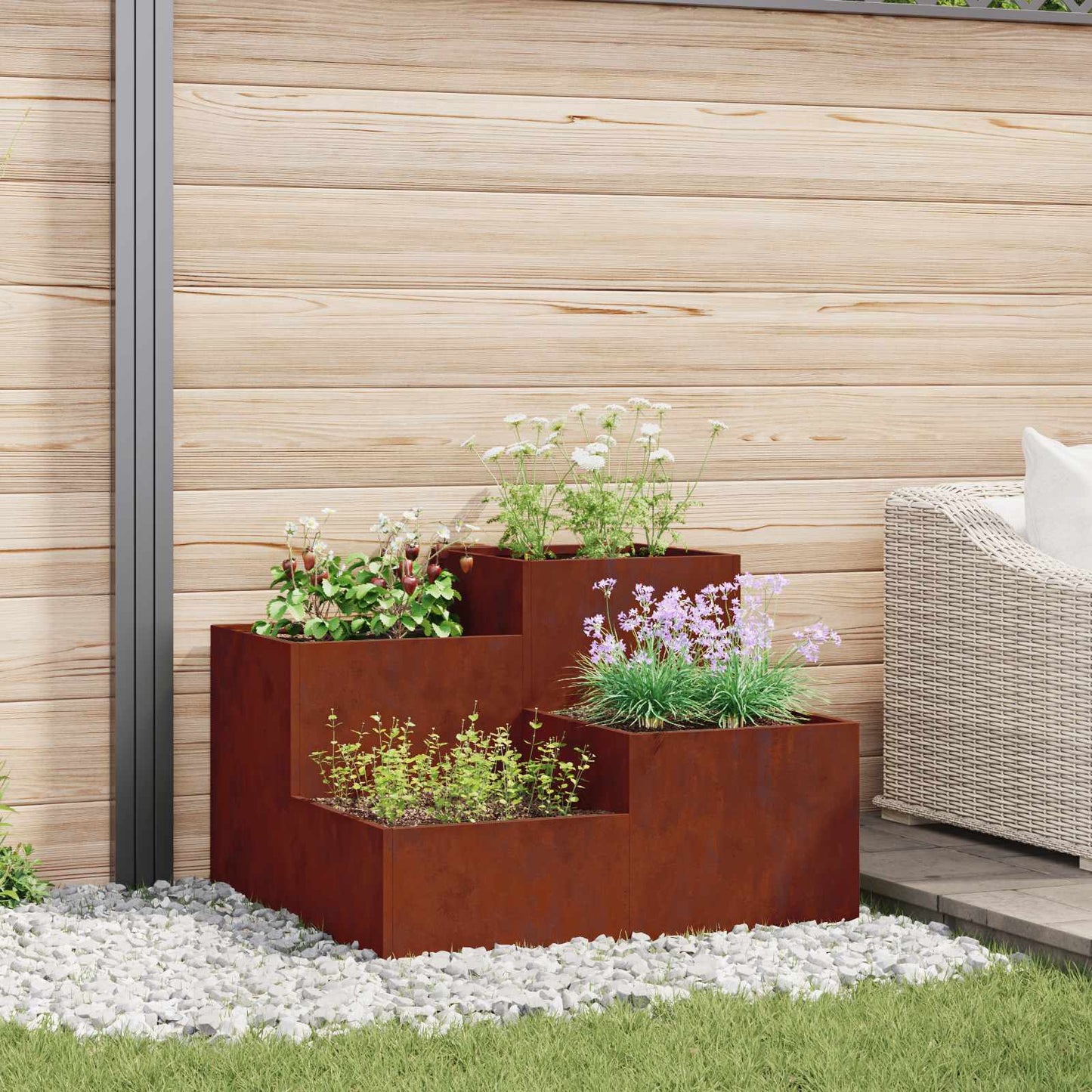 Gartenblumentopf Rostig 100 x 100 x 60 cm Wetterfeststahl