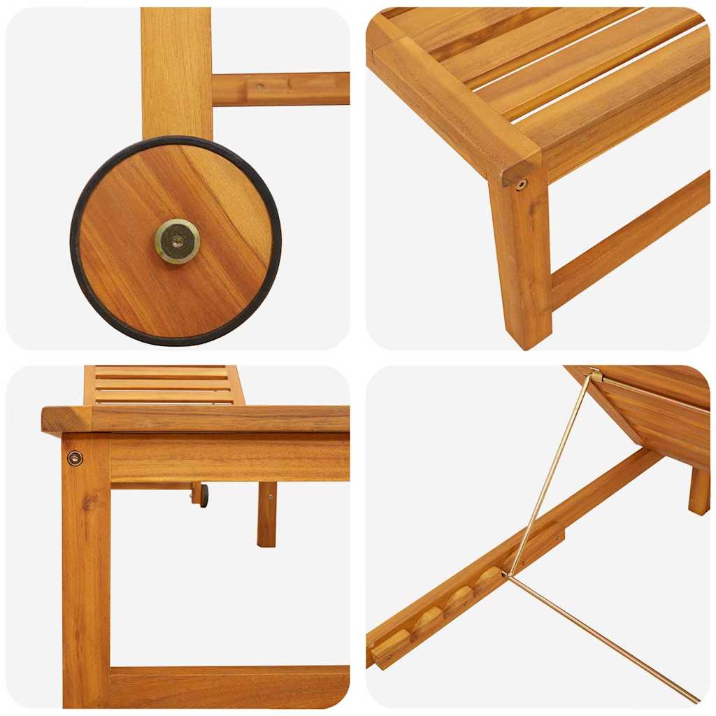 Sonnenliege Braun 202 x 53 x 89 cm Massivholz Akazie