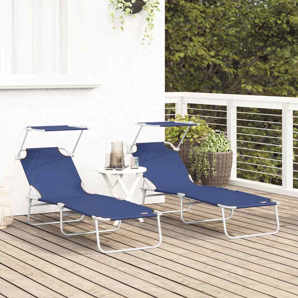 Sonnenliege 2 pcs Blau 58 x 188 x 77cm Polyester