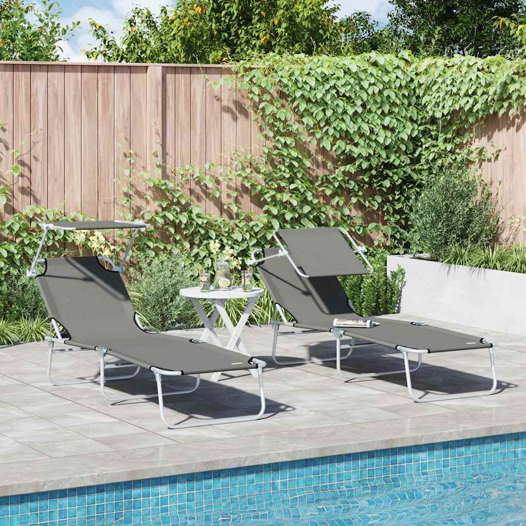 Sonnenliege 2 pcs Grau 58 x 188 x 77cm Polyester